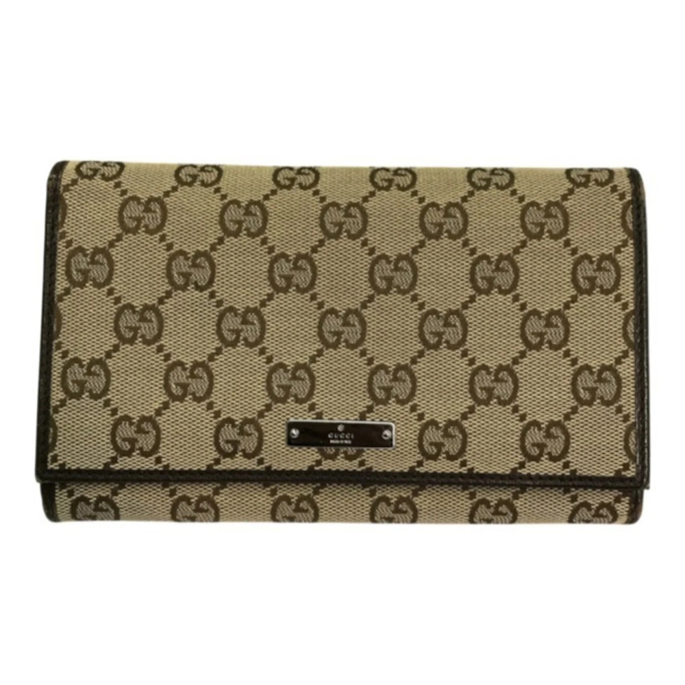 GUCCI GG Canvas Long Wallet for Women, Brown, 115100 T1